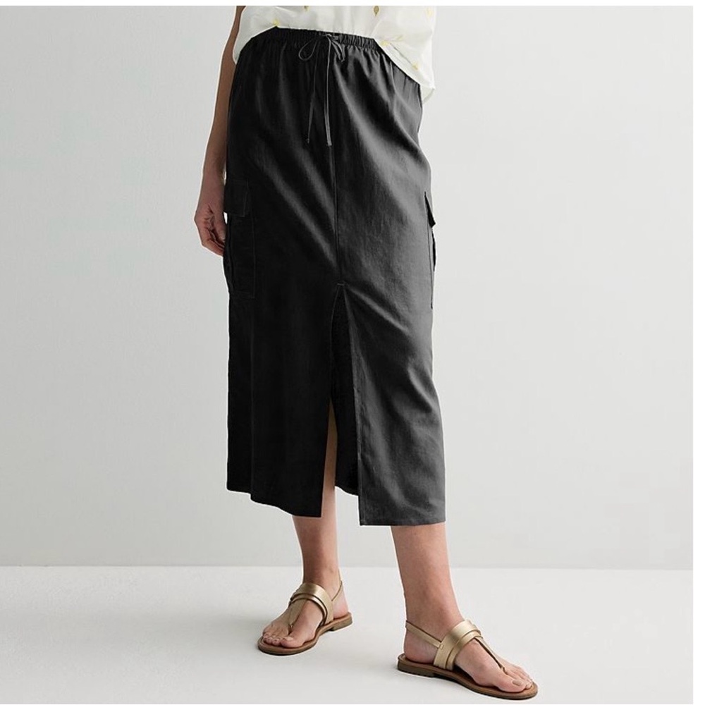 Sonoma Charcoal Front Slit Cargo Midi Skirt Large (Grunge/Y2K/Urban/Streetwear) - Picture 3 of 7